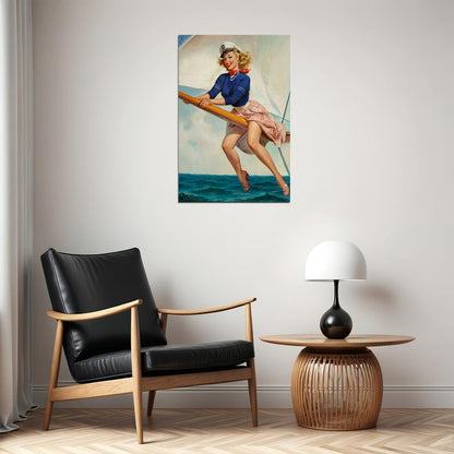 Bow Spirit 1960s Vintage Cute Pin-up Captain Girl Poster Wall Art Print Home Wall Decor - xonomax