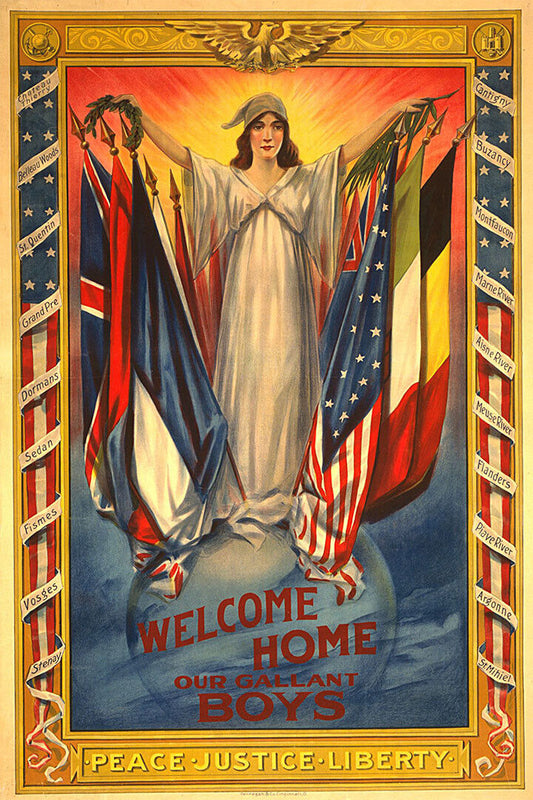 Peace Justice Liberty! Welcome ! Wwi Armistice Poster Wall Art Print Home Wall Decor - xonomax