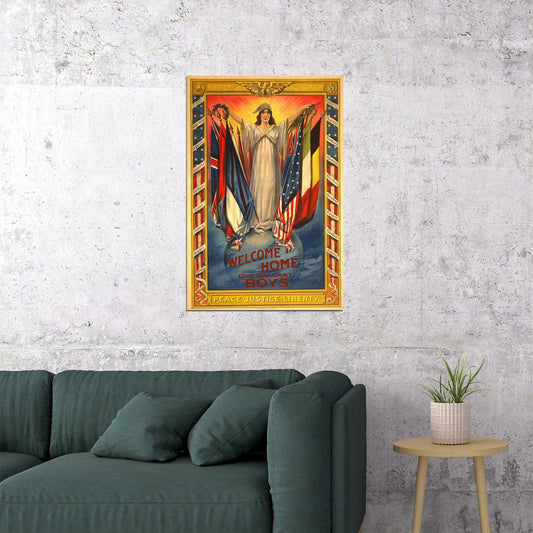 Peace Justice Liberty! Welcome ! Wwi Armistice Poster Wall Art Print Home Wall Decor - xonomax