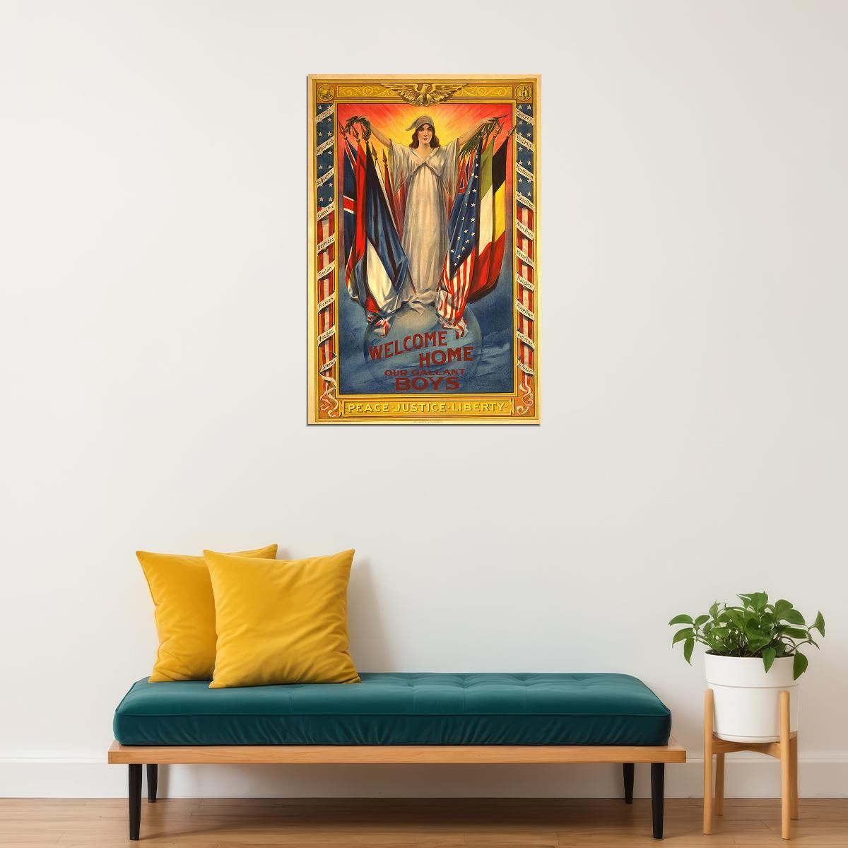 Peace Justice Liberty! Welcome ! Wwi Armistice Poster Wall Art Print Home Wall Decor - xonomax