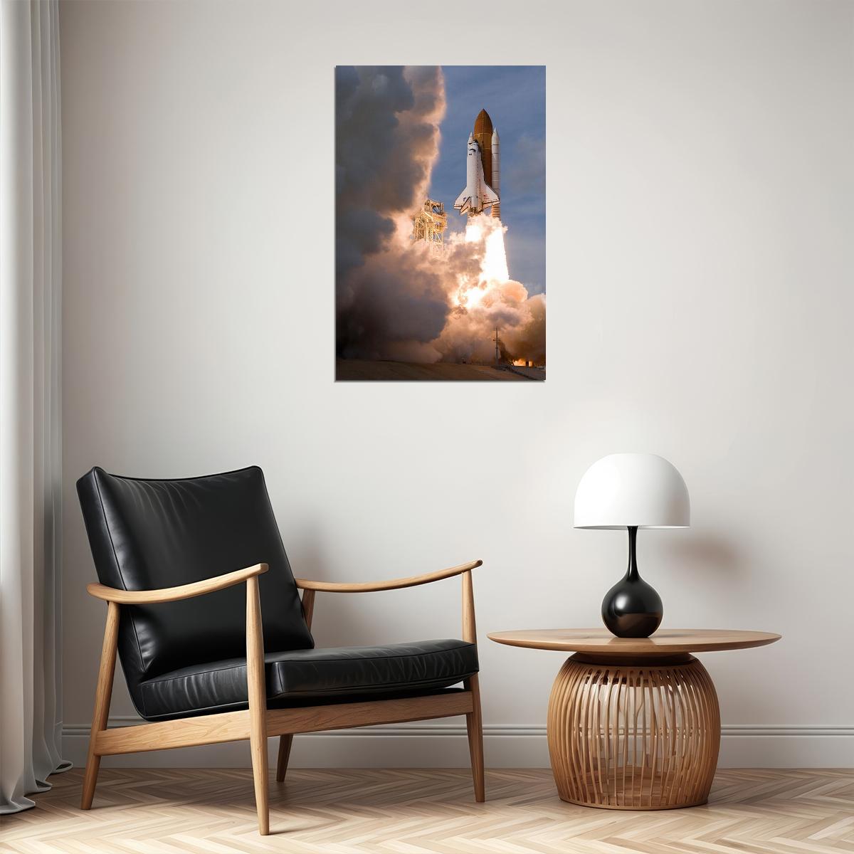 Space Shuttle Atlantis Launch Nasa Sts-122 Poster Wall Art Print Home Wall Decor - xonomax