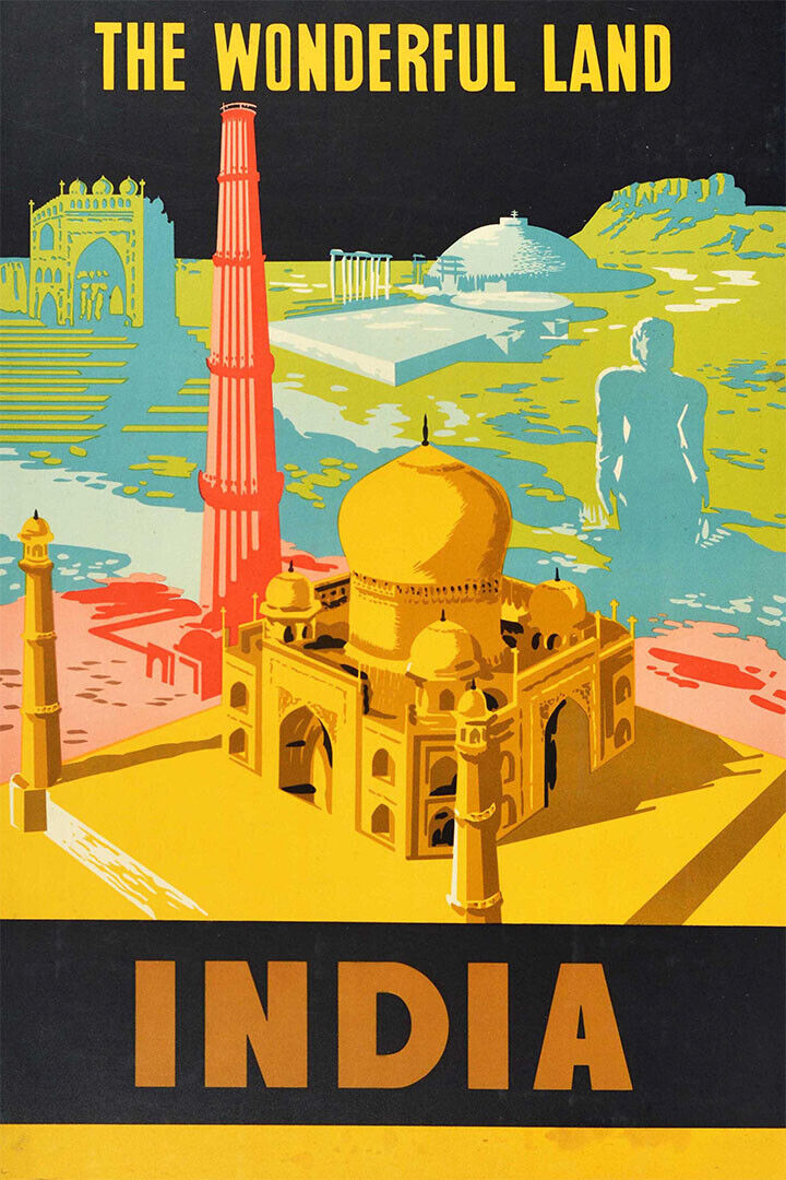 India Taj Mahal 1958 Vintage Style Travel Poster Wall Art Print Home Wall Decor