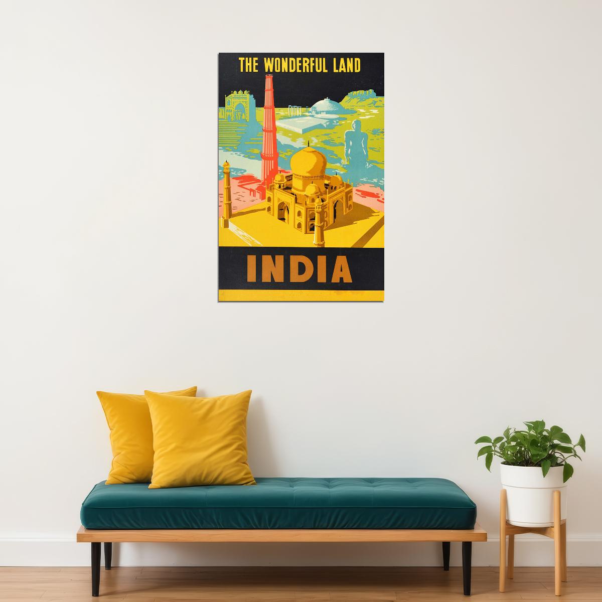 India Taj Mahal 1958 Vintage Style Travel Poster Wall Art Print Home Wall Decor