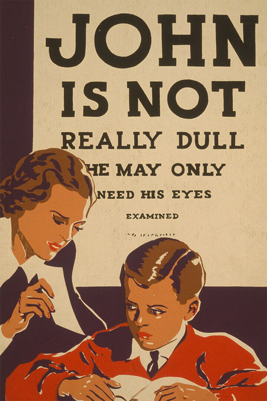 John Is Not Really Dull 1936 Vintage Style Wpa Eye Exam Poster Wall Art Print Home Wall Decor
