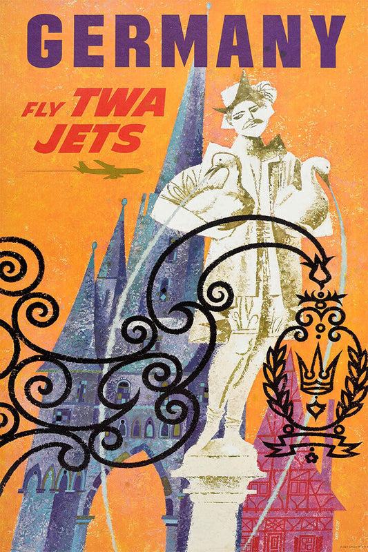 Twa See Germany 1968 Vintage Style Jet Travel Poster Wall Art Print Home Wall Decor