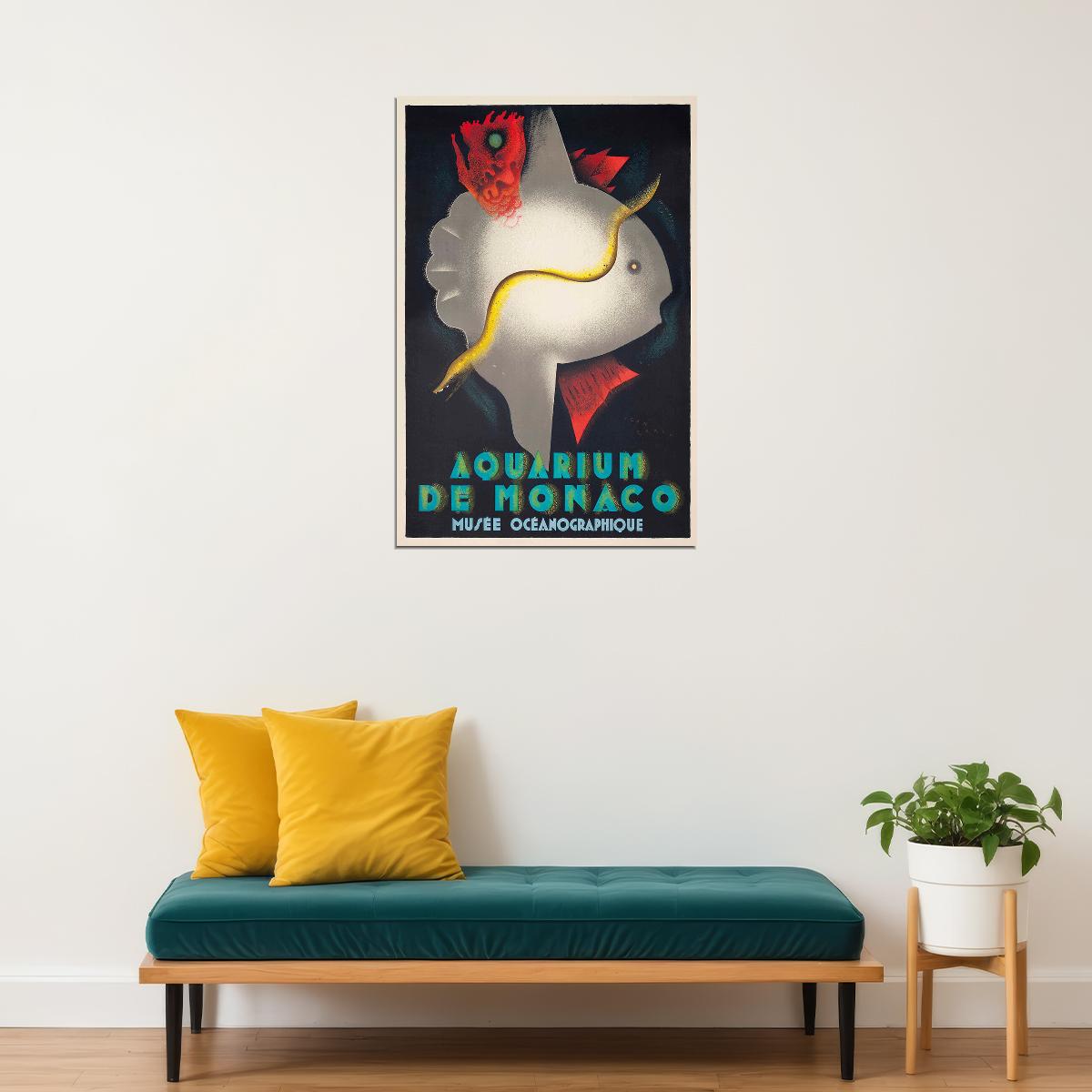 1928 Aquarium De Monaco Musee Oceanographique Travel Poster Wall Art Print Home Wall Decor - xonomax