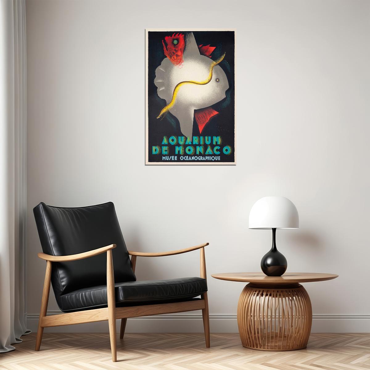 1928 Aquarium De Monaco Musee Oceanographique Travel Poster Wall Art Print Home Wall Decor - xonomax
