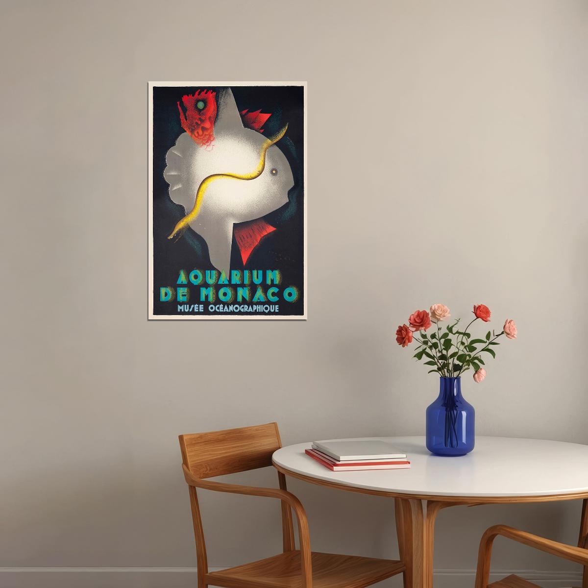1928 Aquarium De Monaco Musee Oceanographique Travel Poster Wall Art Print Home Wall Decor - xonomax
