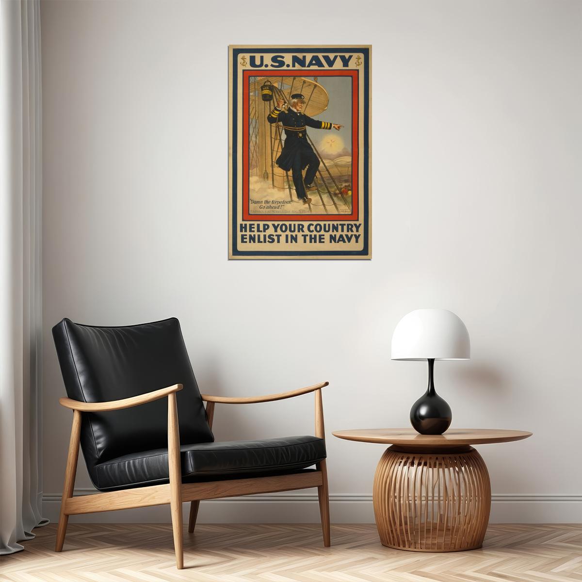 Us Navy Damn The Torpedoes! Wwi Navy Enlistment Poster Wall Art Print Home Wall Decor - xonomax