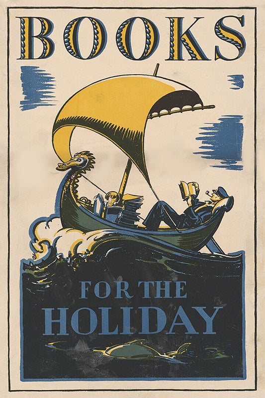 1920s Books For The Holiday Reading Holiday Vintage Style Poster Wall Art Print Home Wall Decor - xonomax