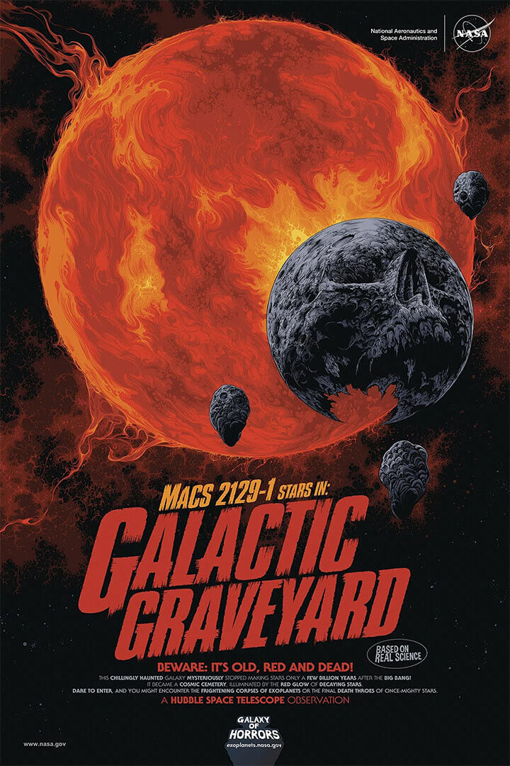 Nasa Space Horror Movie Style Galactic Graveyard! Poster Wall Art Print Home Wall Decor - xonomax