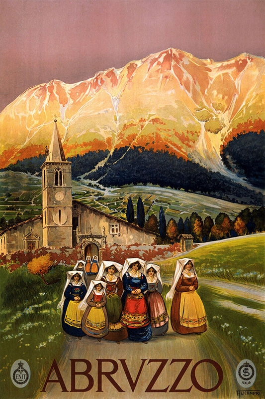 Abruzzo Italy 1920s Classic Italian Village Vintage Travel Poster Wall Art Print Home Wall Decor - xonomax