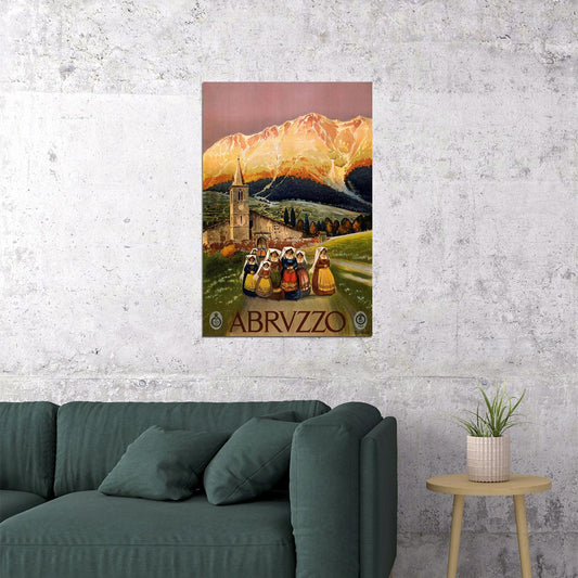 Abruzzo Italy 1920s Classic Italian Village Vintage Travel Poster Wall Art Print Home Wall Decor - xonomax