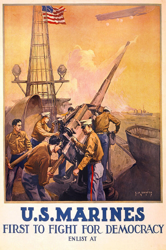 1917 Us Marines First To Fight Usmc Wwi Recruiting Poster Wall Art Print Home Wall Decor - xonomax