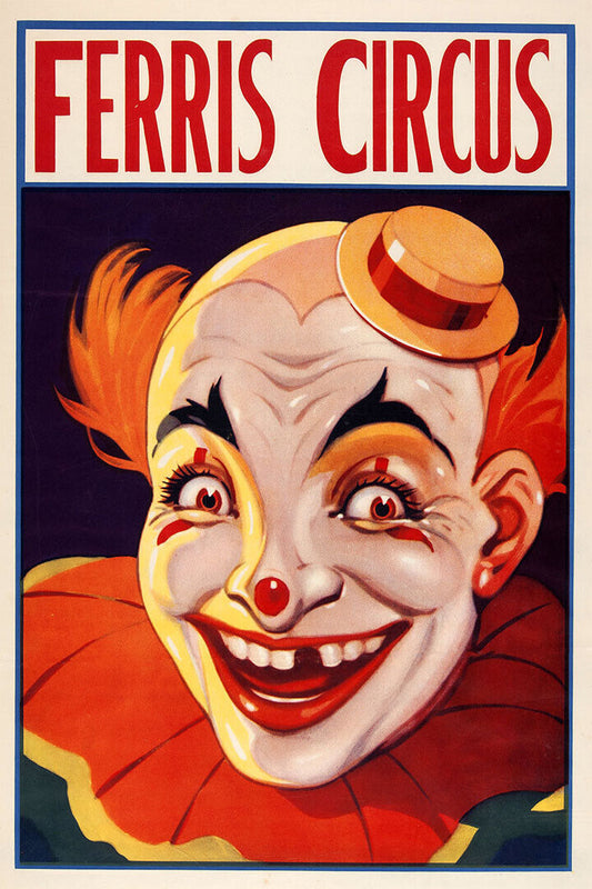1930s Clown Ferris Circus Creepy Clown Poster Wall Art Print Home Wall Decor - xonomax
