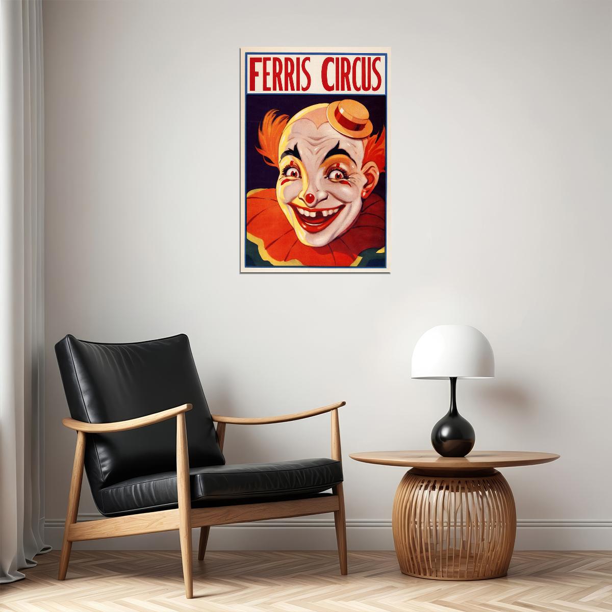 1930s Clown Ferris Circus Creepy Clown Poster Wall Art Print Home Wall Decor - xonomax
