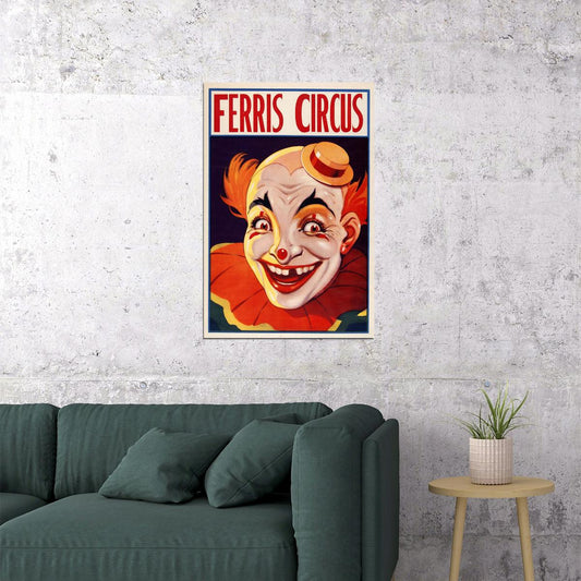 1930s Clown Ferris Circus Creepy Clown Poster Wall Art Print Home Wall Decor - xonomax