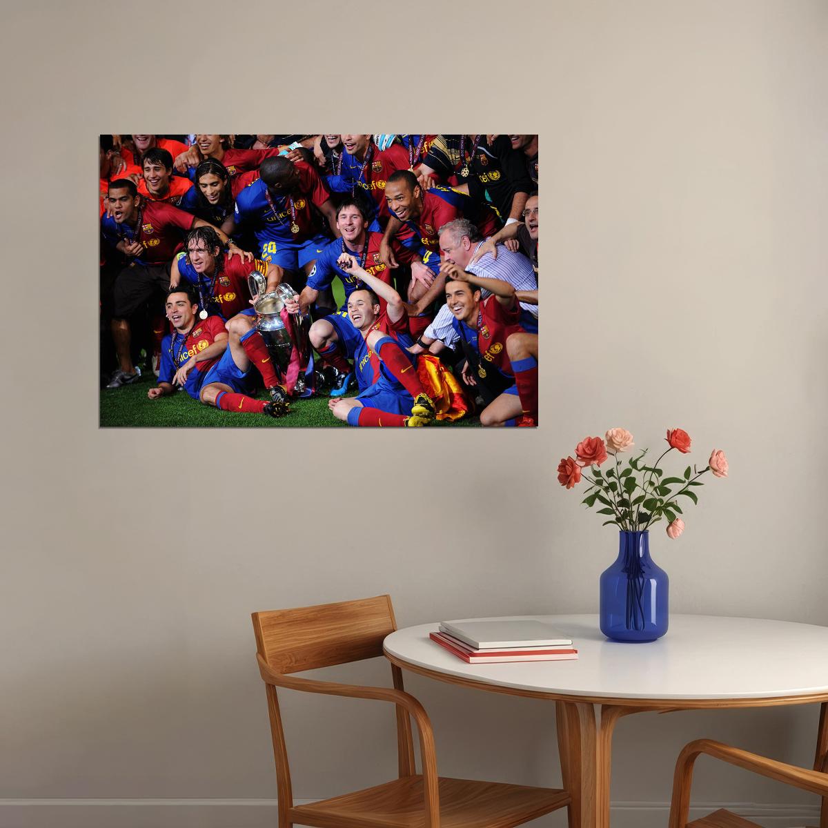 2008-09 Champions League Winners Soccer Barcelona Poster Wall Art Print Home Wall Decor - xonomax
