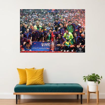 2005-06 Champions League Winners Soccer Barcelona Poster Wall Art Print Home Wall Decor - xonomax