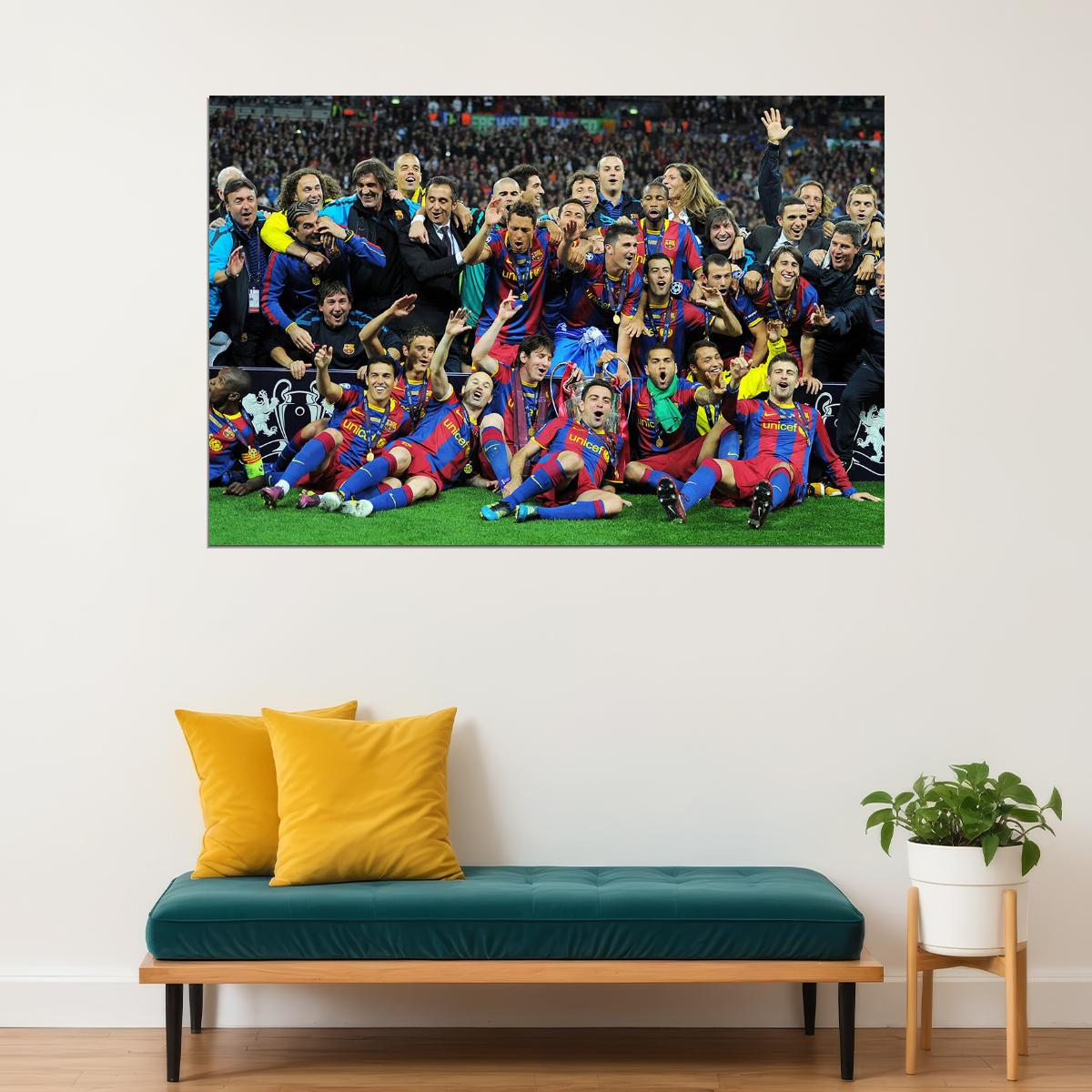 2010-11 Champions League Winners Soccer Barcelona Poster Wall Art Print Home Wall Decor - xonomax