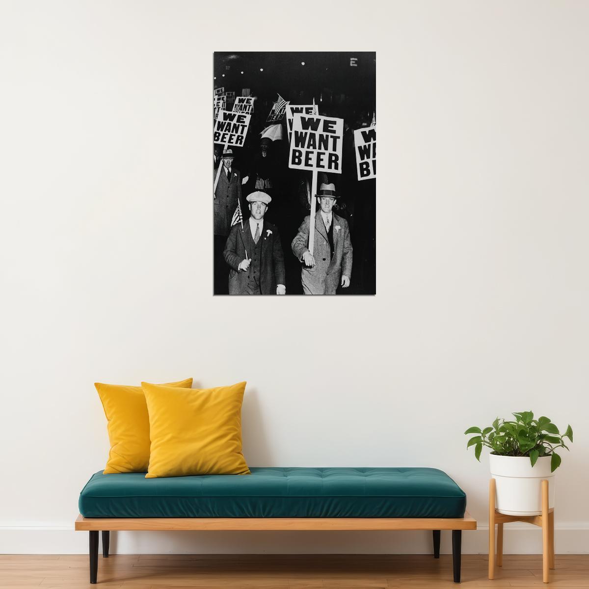 We Want Beer! 1931 Prohibition Protest Photo Poster Wall Art Print Home Wall Decor - xonomax