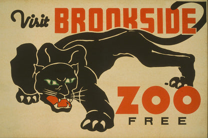 1930s Black Panther Visit Brookside Zoo Free Classic Wpa Poster Wall Art Print Home Wall Decor - xonomax