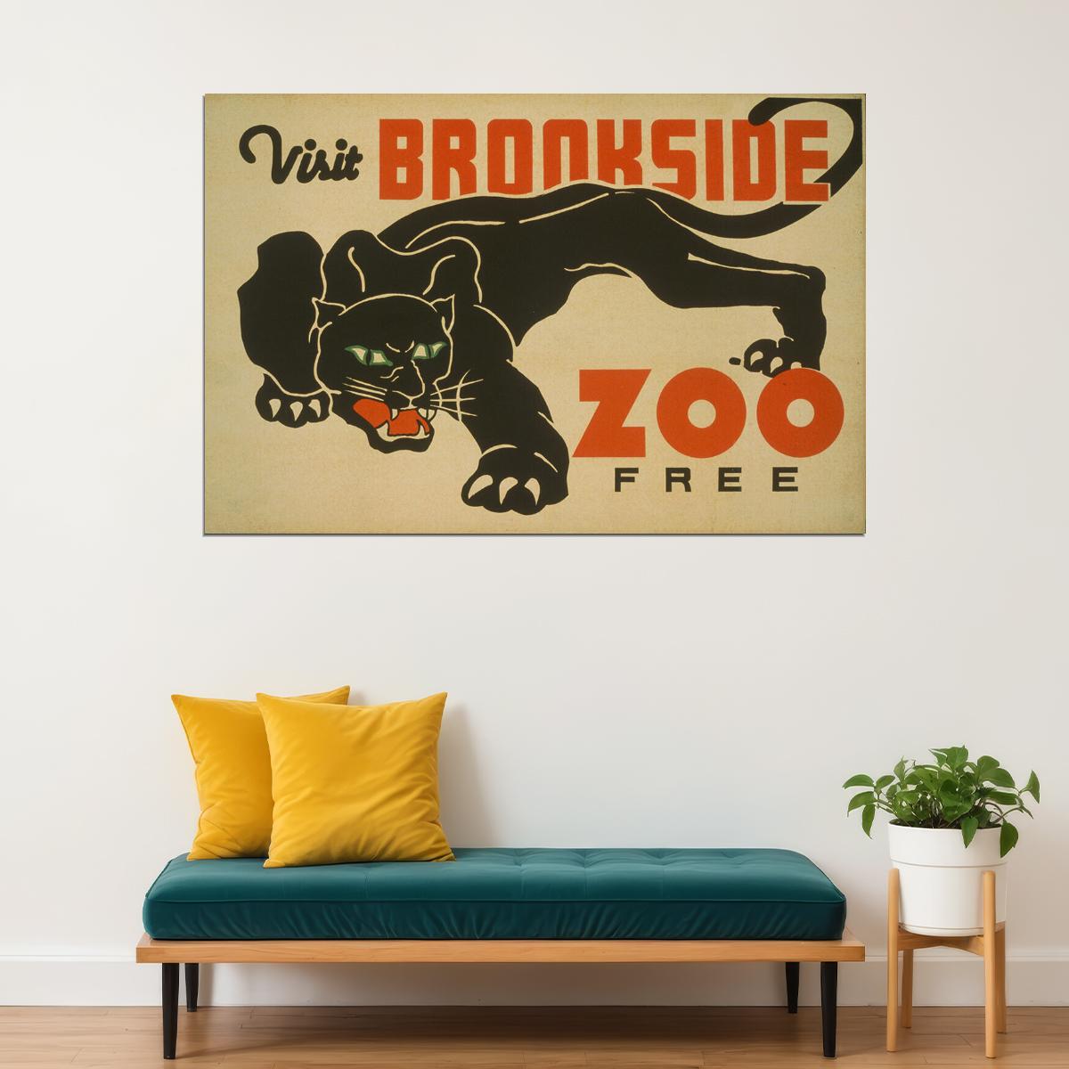 1930s Black Panther Visit Brookside Zoo Free Classic Wpa Poster Wall Art Print Home Wall Decor - xonomax