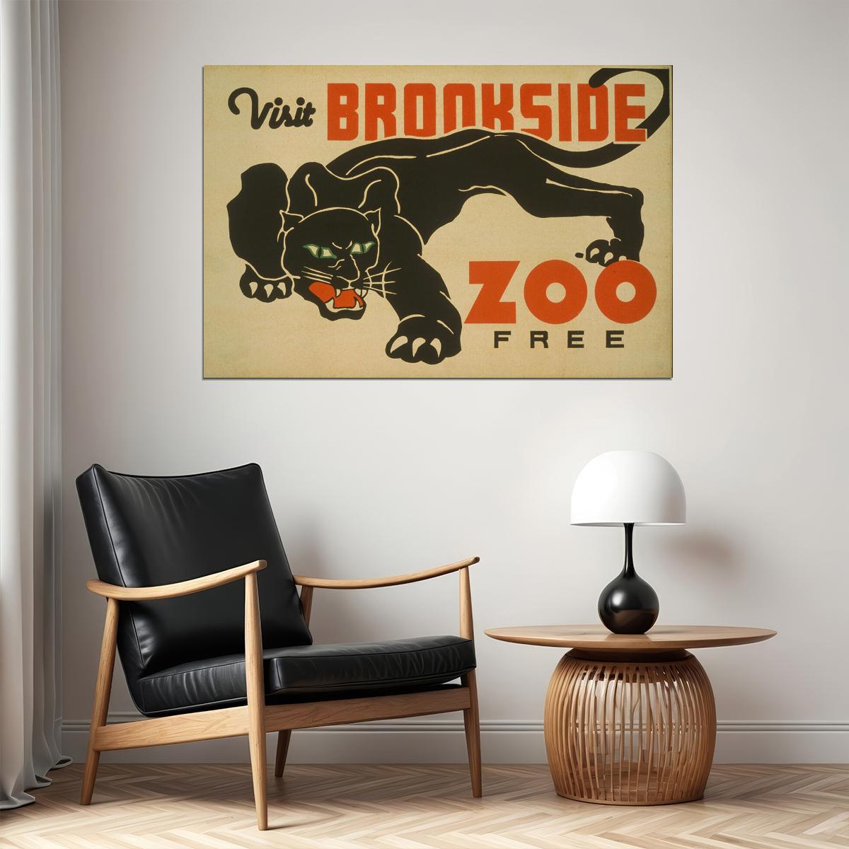 1930s Black Panther Visit Brookside Zoo Free Classic Wpa Poster Wall Art Print Home Wall Decor - xonomax