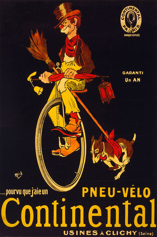 Continental Tires Vintage Style French Tramp Poster Wall Art Print Home Wall Decor - xonomax