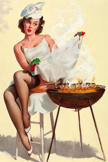 Barbecutie Vintage Style Sexy Bbq Pin-up Poster Wall Art Print Home Wall Decor
