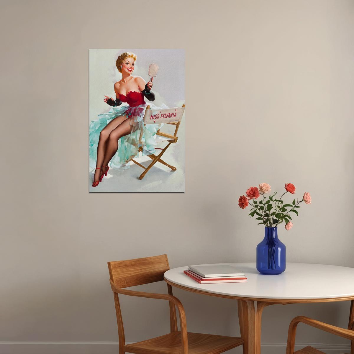 1950s Pin-up Actress Admiring Miss Sylvania Poster Wall Art Print Home Wall Decor - xonomax