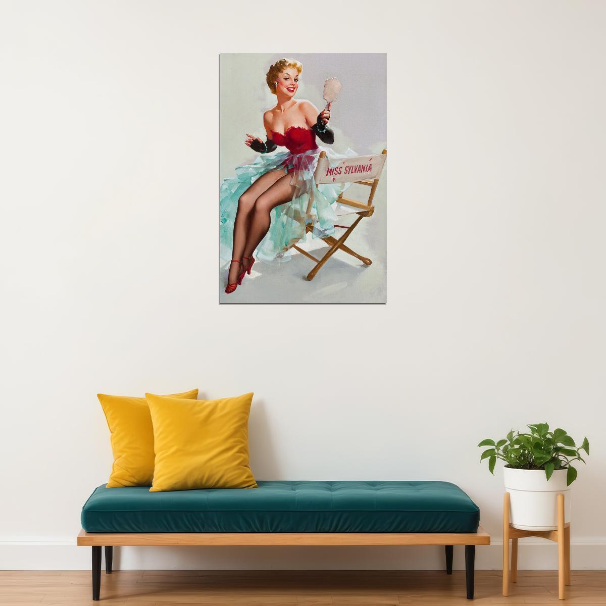 1950s Pin-up Actress Admiring Miss Sylvania Poster Wall Art Print Home Wall Decor - xonomax