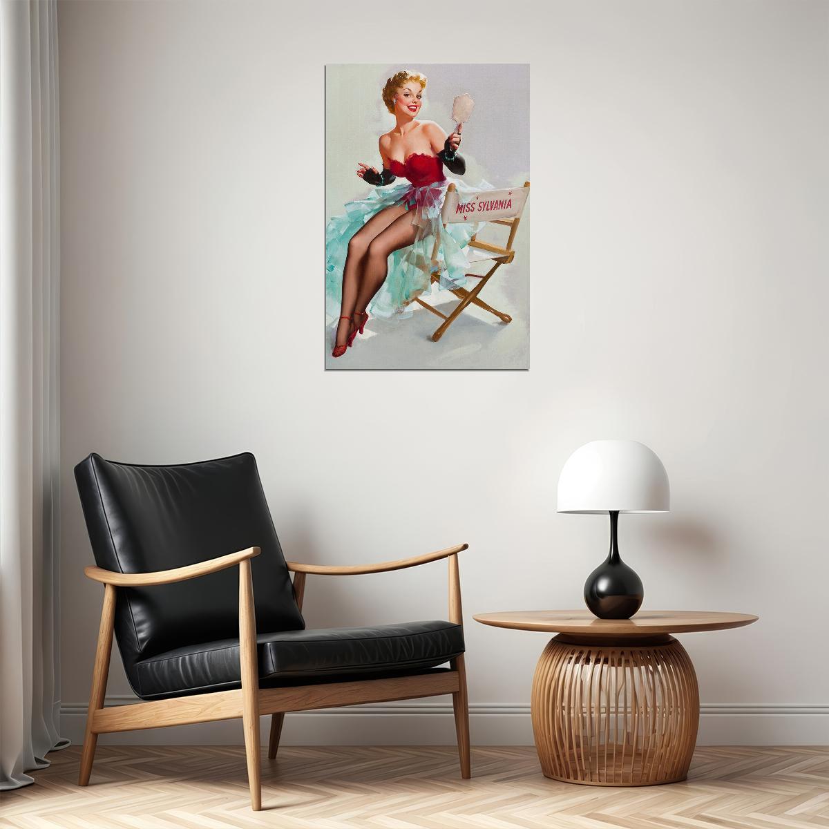 1950s Pin-up Actress Admiring Miss Sylvania Poster Wall Art Print Home Wall Decor - xonomax