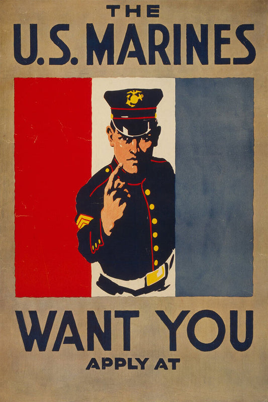 1914 Us Marines Want You! Wwi Usmc Recruiting Poster Wall Art Print Home Wall Decor - xonomax