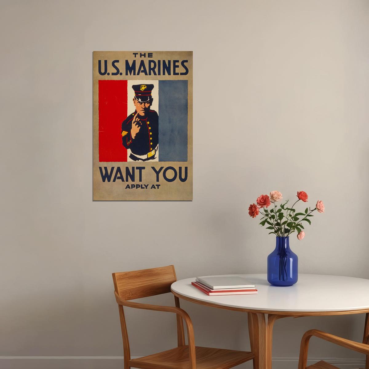 1914 Us Marines Want You! Wwi Usmc Recruiting Poster Wall Art Print Home Wall Decor - xonomax