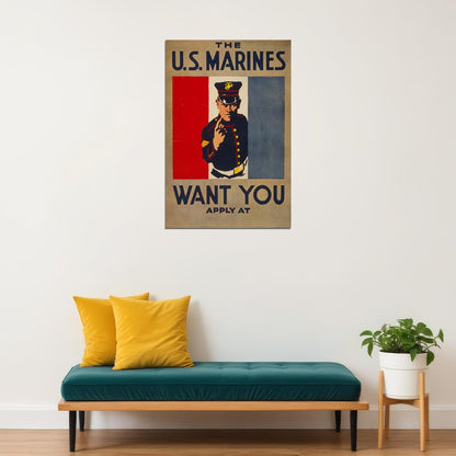 1914 Us Marines Want You! Wwi Usmc Recruiting Poster Wall Art Print Home Wall Decor - xonomax