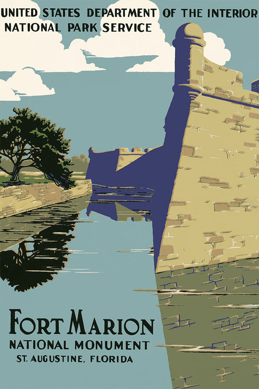 1930s Fort Marion National Monument Vintage Wpa Travel Poster Wall Art Print Home Wall Decor - xonomax