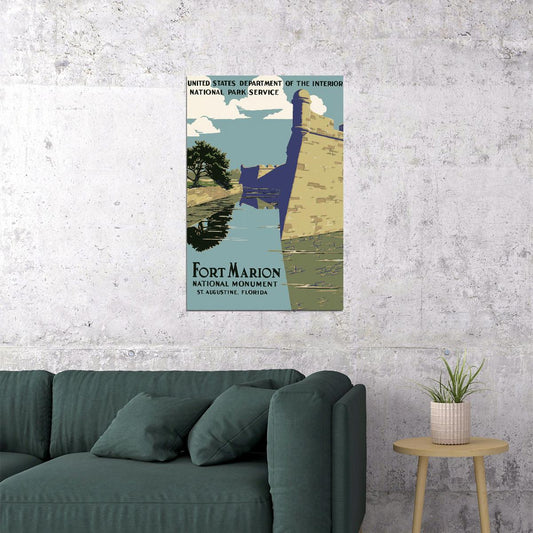 1930s Fort Marion National Monument Vintage Wpa Travel Poster Wall Art Print Home Wall Decor - xonomax