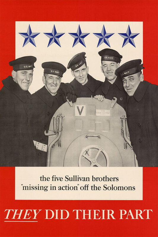 Five Sullivan Brothers Missing In Action Off The Solomons Poster Wall Art Print Home Wall Decor - xonomax