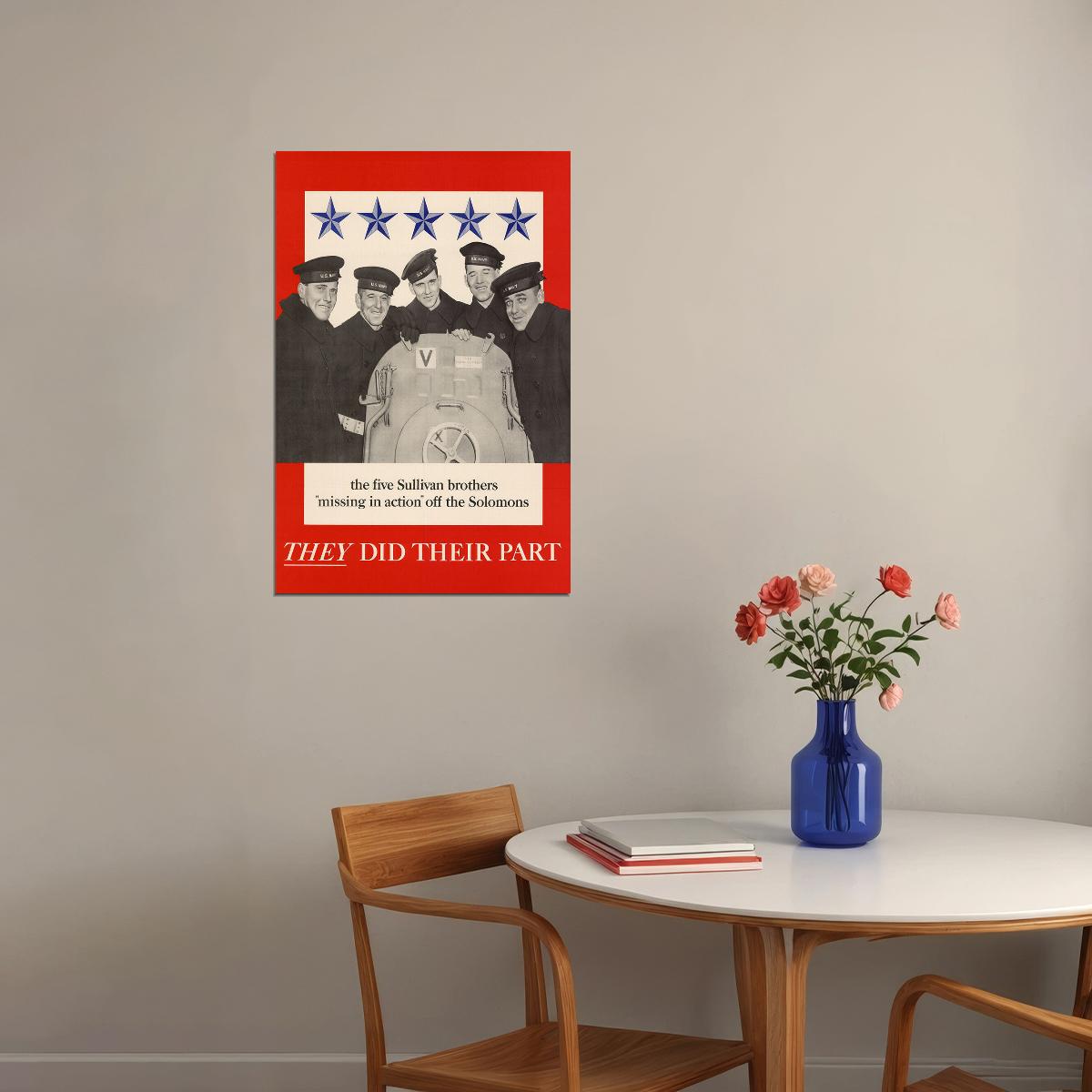 Five Sullivan Brothers Missing In Action Off The Solomons Poster Wall Art Print Home Wall Decor - xonomax