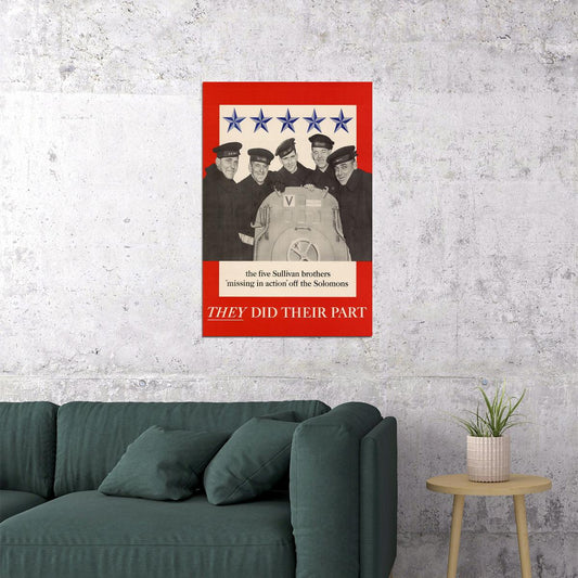 Five Sullivan Brothers Missing In Action Off The Solomons Poster Wall Art Print Home Wall Decor - xonomax