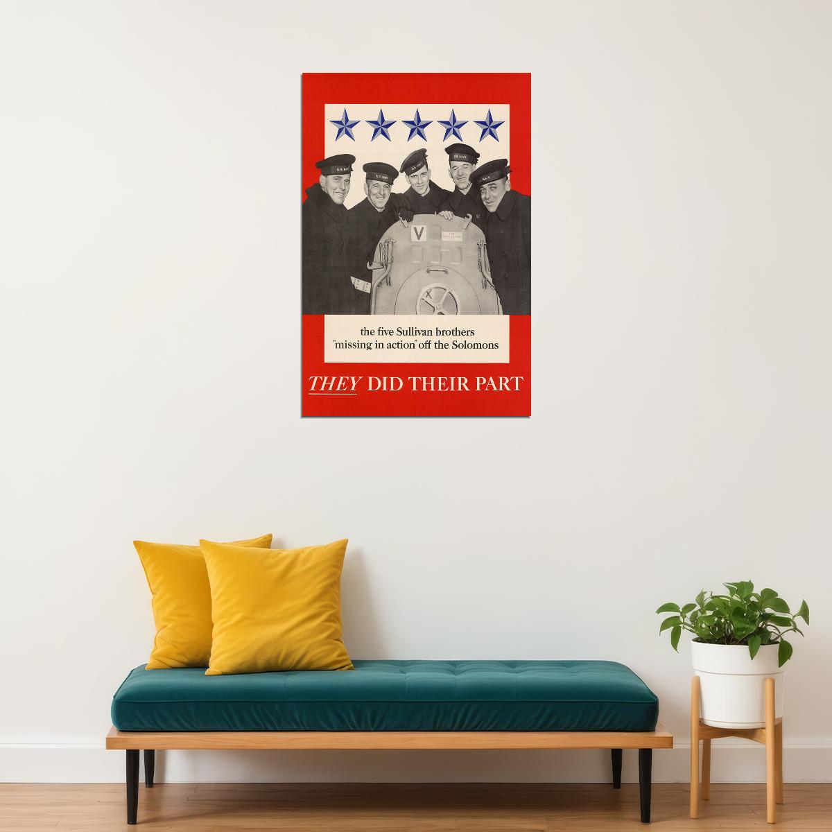 Five Sullivan Brothers Missing In Action Off The Solomons Poster Wall Art Print Home Wall Decor - xonomax