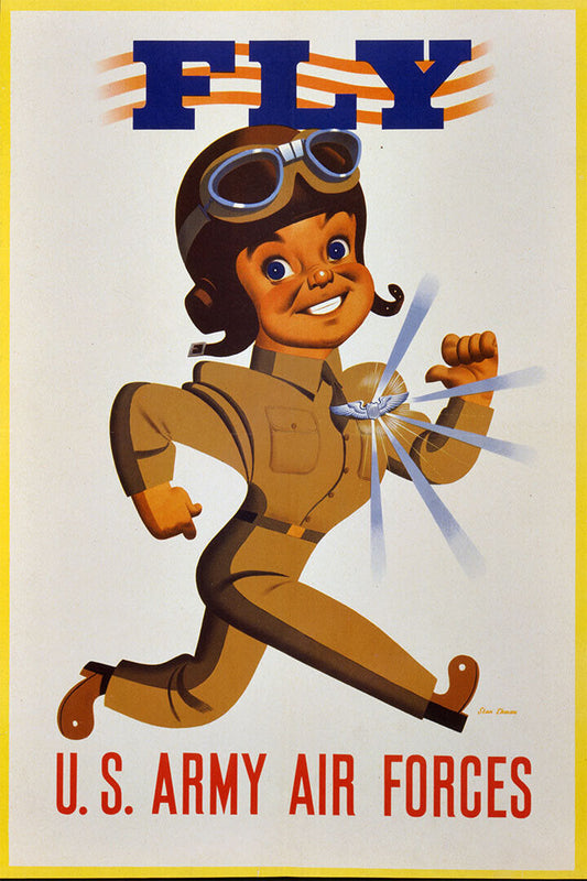 Fly! Us Army Air Forces World War Ii Vintage Pilot Poster Wall Art Print Home Wall Decor - xonomax