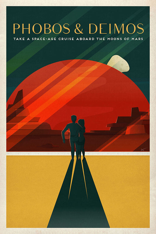 Explore Phobos And Deimos Mars Retro Space Exploration Poster Wall Art Print Home Wall Decor - xonomax