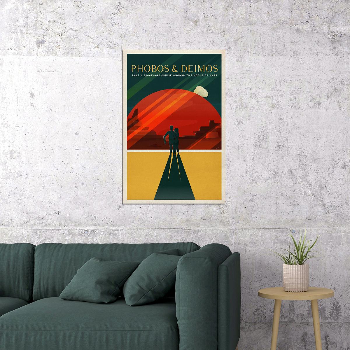 Explore Phobos And Deimos Mars Retro Space Exploration Poster Wall Art Print Home Wall Decor - xonomax