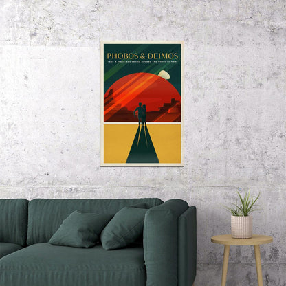 Explore Phobos And Deimos Mars Retro Space Exploration Poster Wall Art Print Home Wall Decor - xonomax