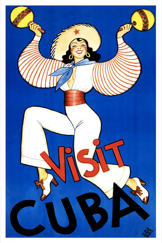 1935 Visit Cuba! Classic Cuban Vintage Travel Poster Wall Art Print Home Wall Decor - xonomax