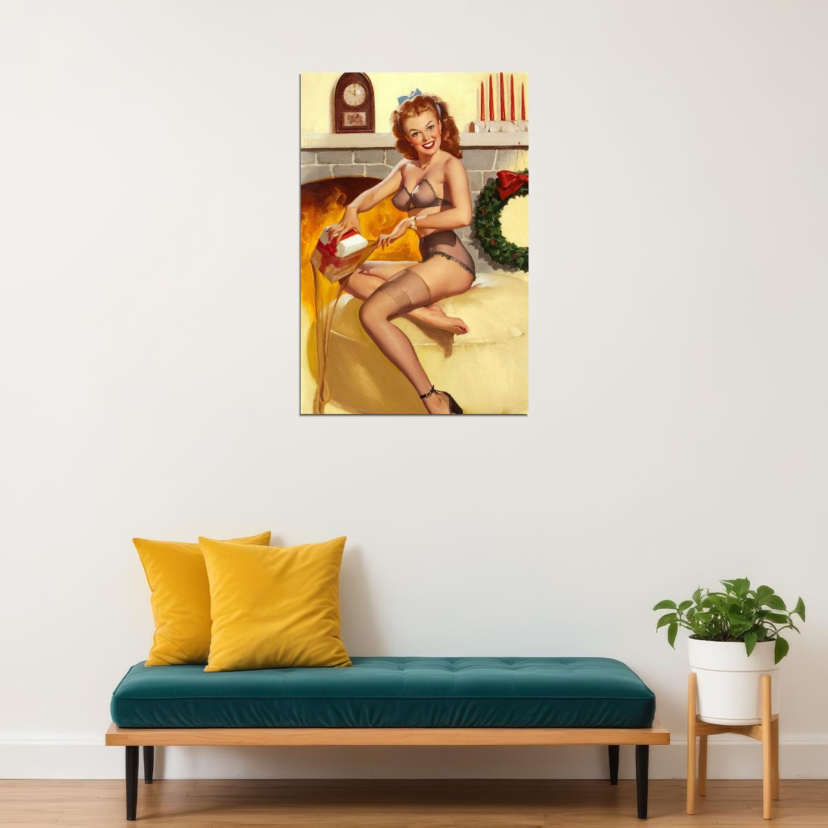 Gil Red Head Pinup Girl Stocking Stuffer Christmas Poster Wall Art Print Home Wall Decor - xonomax