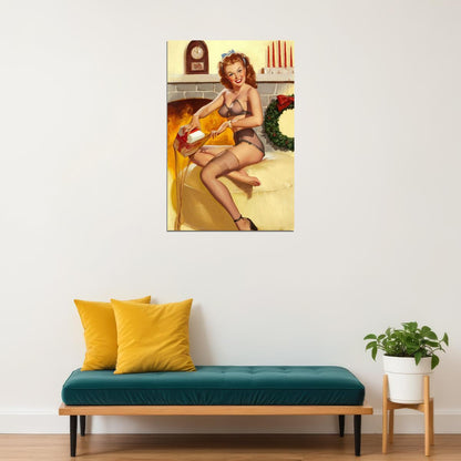 Gil Red Head Pinup Girl Stocking Stuffer Christmas Poster Wall Art Print Home Wall Decor - xonomax