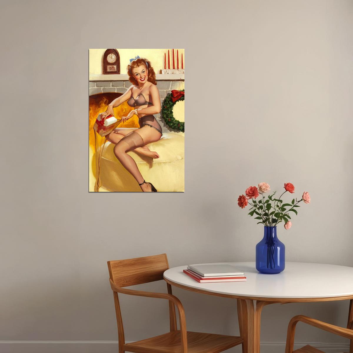 Gil Red Head Pinup Girl Stocking Stuffer Christmas Poster Wall Art Print Home Wall Decor - xonomax
